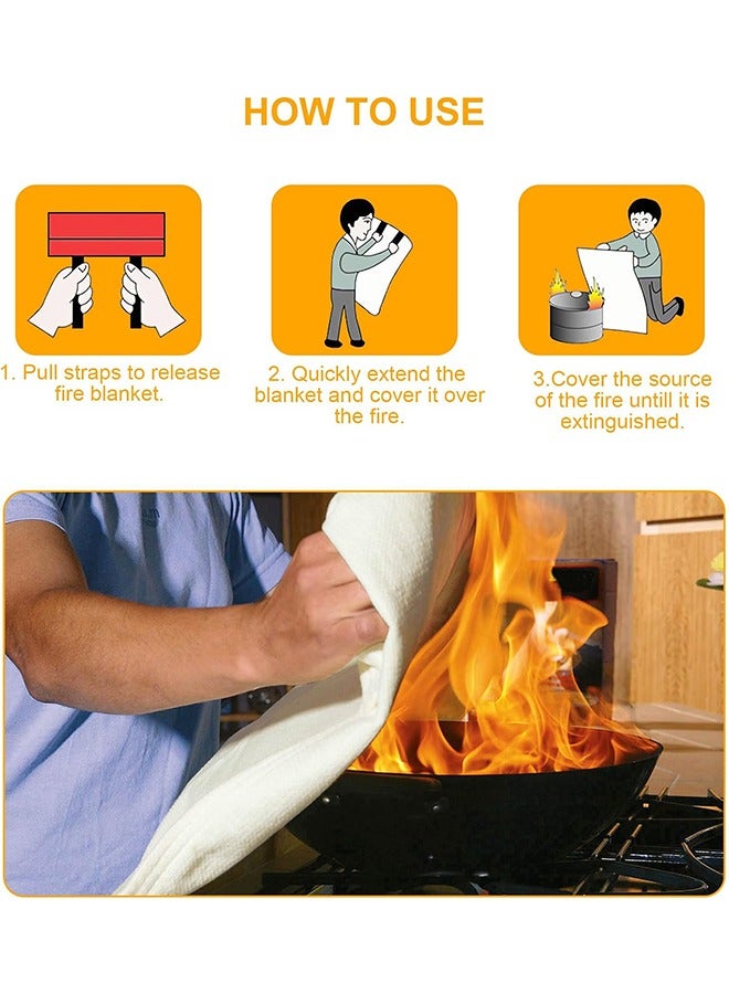Fire Blanket Emergency, for Home Kitchen, Fiberglass Fire Suppression Blanket for School, Fireplace, Outdoor Grill, Car, Office, Warehouse - Image 5